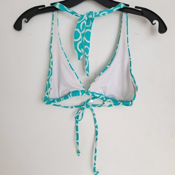 Victoria's Secret Teal Circle Pattern Triangle Bikini Top Swimsuit Size Medium - Picture 2 of 10